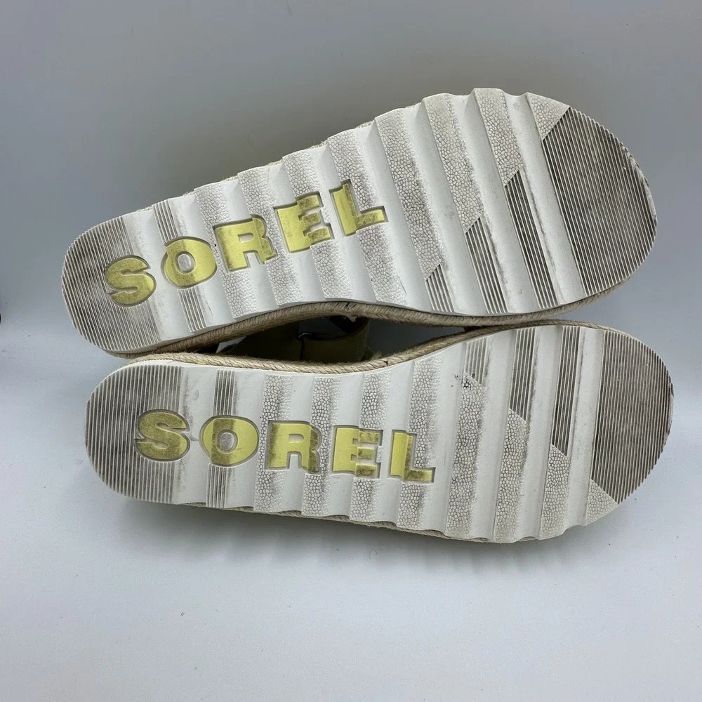 Sorel Cameron Espadrille Sandals Women's 9.5 Neon Green Yellow NL 4014-757‎ READ